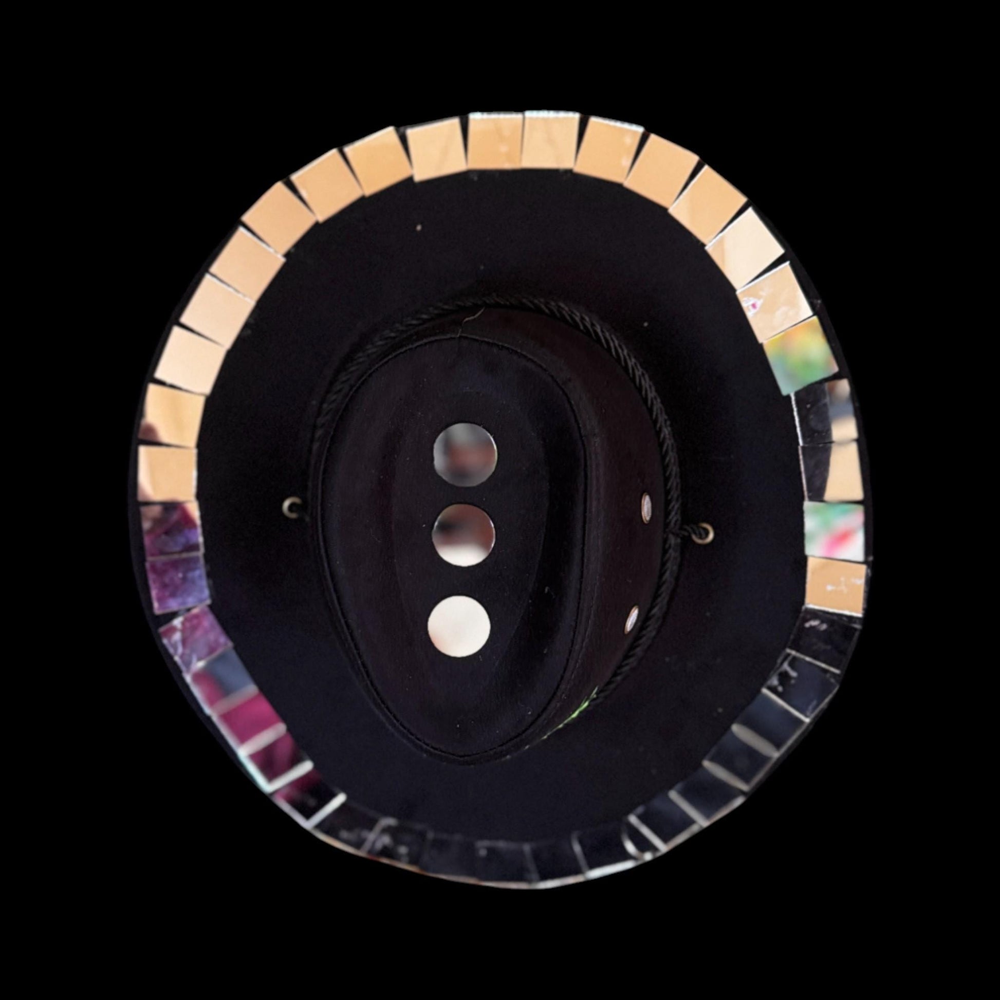 Burning Man Mirror Cowboy Hat: Hand-Painted Dragon Eye UV Rave Hat