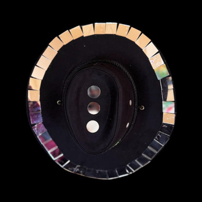 Burning Man Mirror Cowboy Hat: Hand-Painted Dragon Eye UV Rave Hat