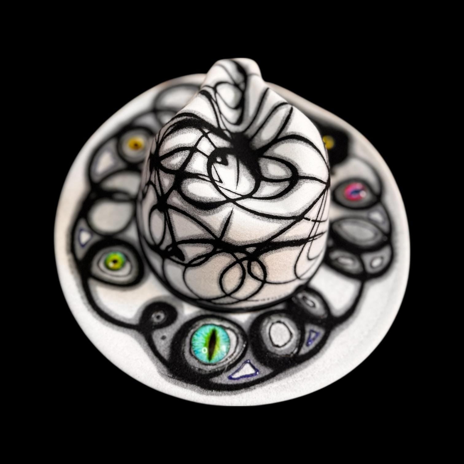 Burning Man Fedora: Hand-Painted UV Reactive Eye, Tribal Art Rave Hat