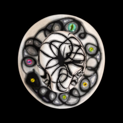 Burning Man Fedora: Hand-Painted UV Reactive Eye, Tribal Art Rave Hat