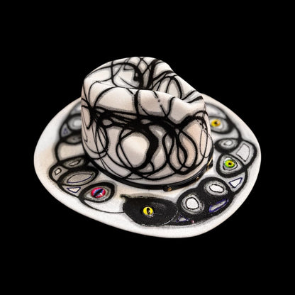 Burning Man Fedora: Hand-Painted UV Reactive Eye, Tribal Art Rave Hat