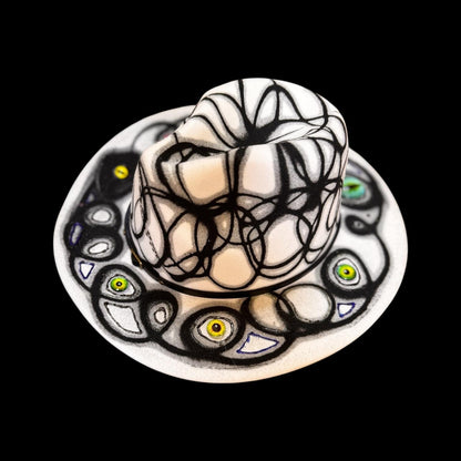 Burning Man Fedora: Hand-Painted UV Reactive Eye, Tribal Art Rave Hat