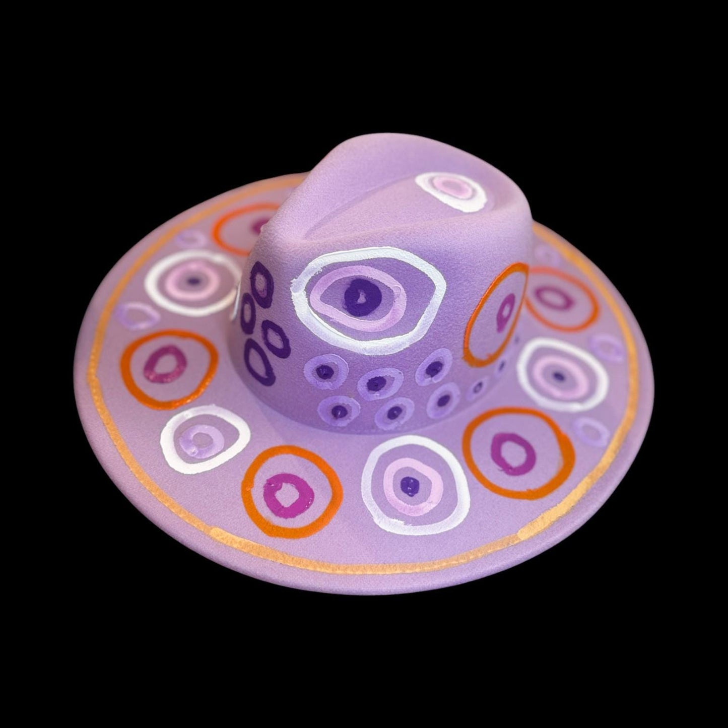 Hand-Painted Psychedelic Festival Hat: Purple, Orange & Pink Unisex Design