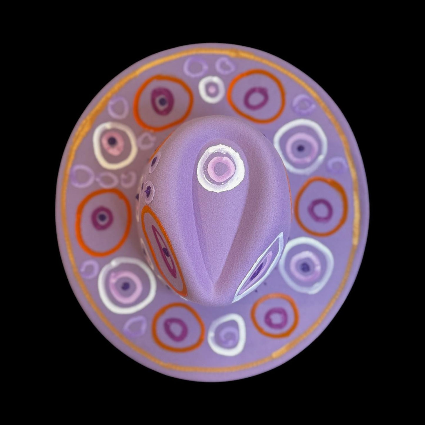 Hand-Painted Psychedelic Festival Hat: Purple, Orange & Pink Unisex Design