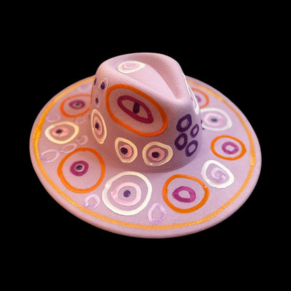 Hand-Painted Psychedelic Festival Hat: Purple, Orange & Pink Unisex Design