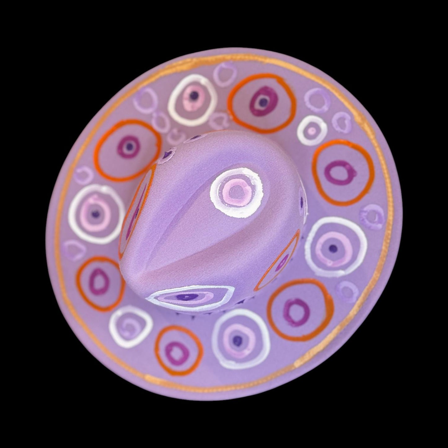 Hand-Painted Psychedelic Festival Hat: Purple, Orange & Pink Unisex Design