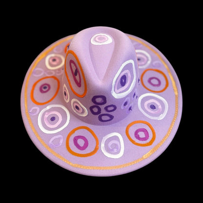 Hand-Painted Psychedelic Festival Hat: Purple, Orange & Pink Unisex Design
