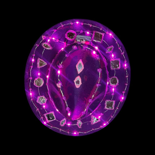 Purple LED Fedora Hat: Hand-Painted Mirror Rave Wear