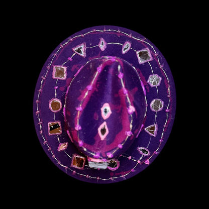 Purple LED Fedora Hat: Hand-Painted Mirror Rave Wear