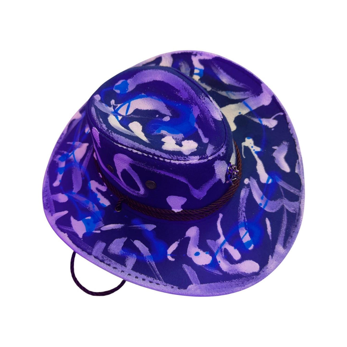 Hand-Painted Indigo Cowboy Hat: UV-Reactive Festival Western Wear