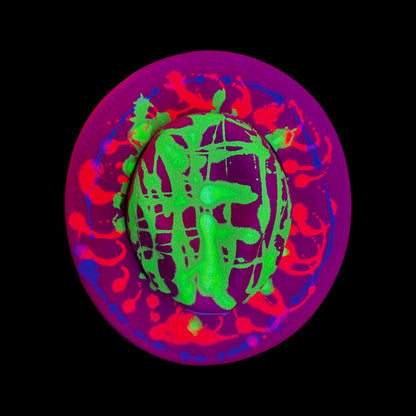 Hand-Painted Neon Rave Hat: UV Glow Psychedelic Drip Art