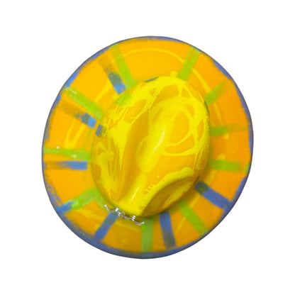 UV Glow Dragon Fedora: Hand-Painted Festival Hat with Brooch Large Brim