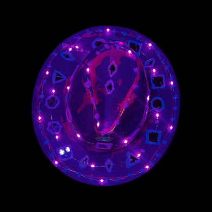 Purple LED Fedora Hat: Hand-Painted Mirror Rave Wear
