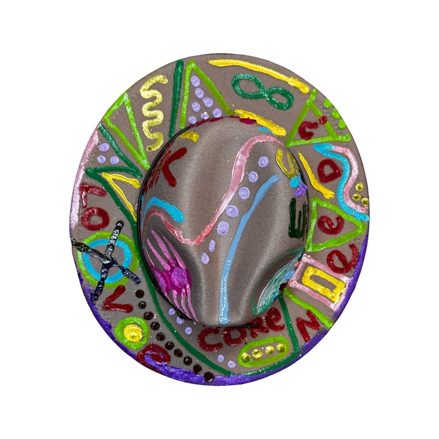 Hand-Painted Jellyfish Art Hat: Medium Brim Festival Wear