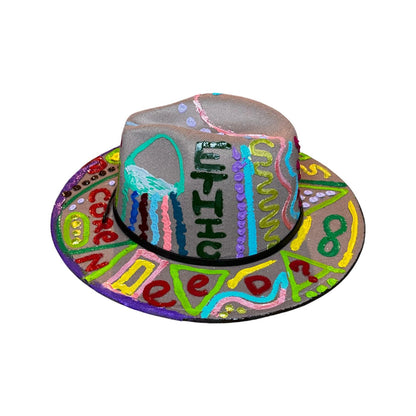 Hand-Painted Jellyfish Art Hat: Medium Brim Festival Wear