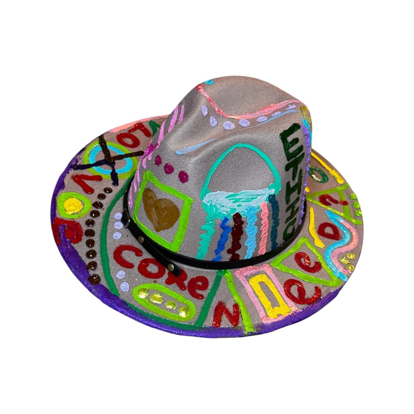 Hand-Painted Jellyfish Art Hat: Medium Brim Festival Wear