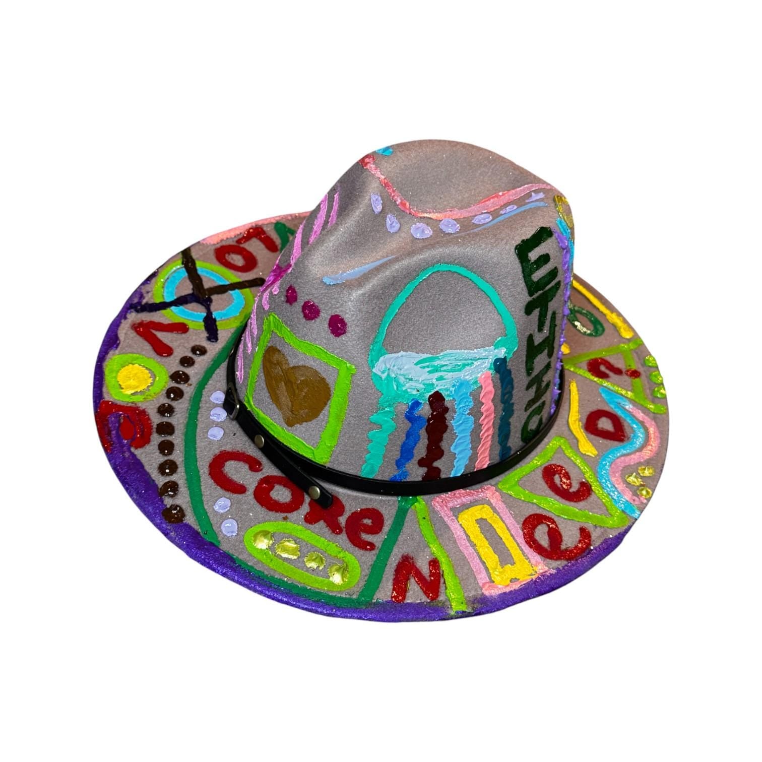 Hand-Painted Jellyfish Art Hat: Medium Brim Festival Wear