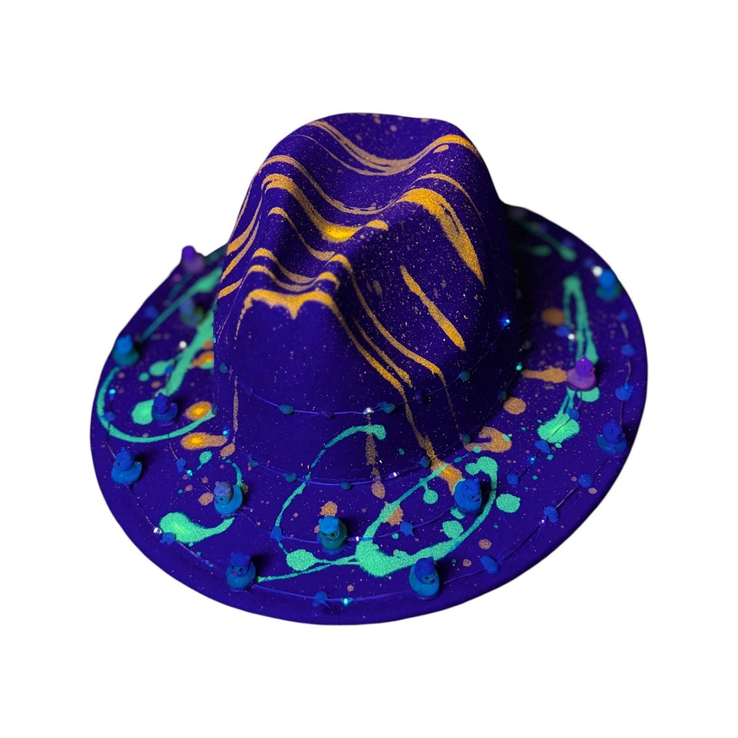 Psychedelic Astronaut Ducks Hat: Neon UV Rave Wear