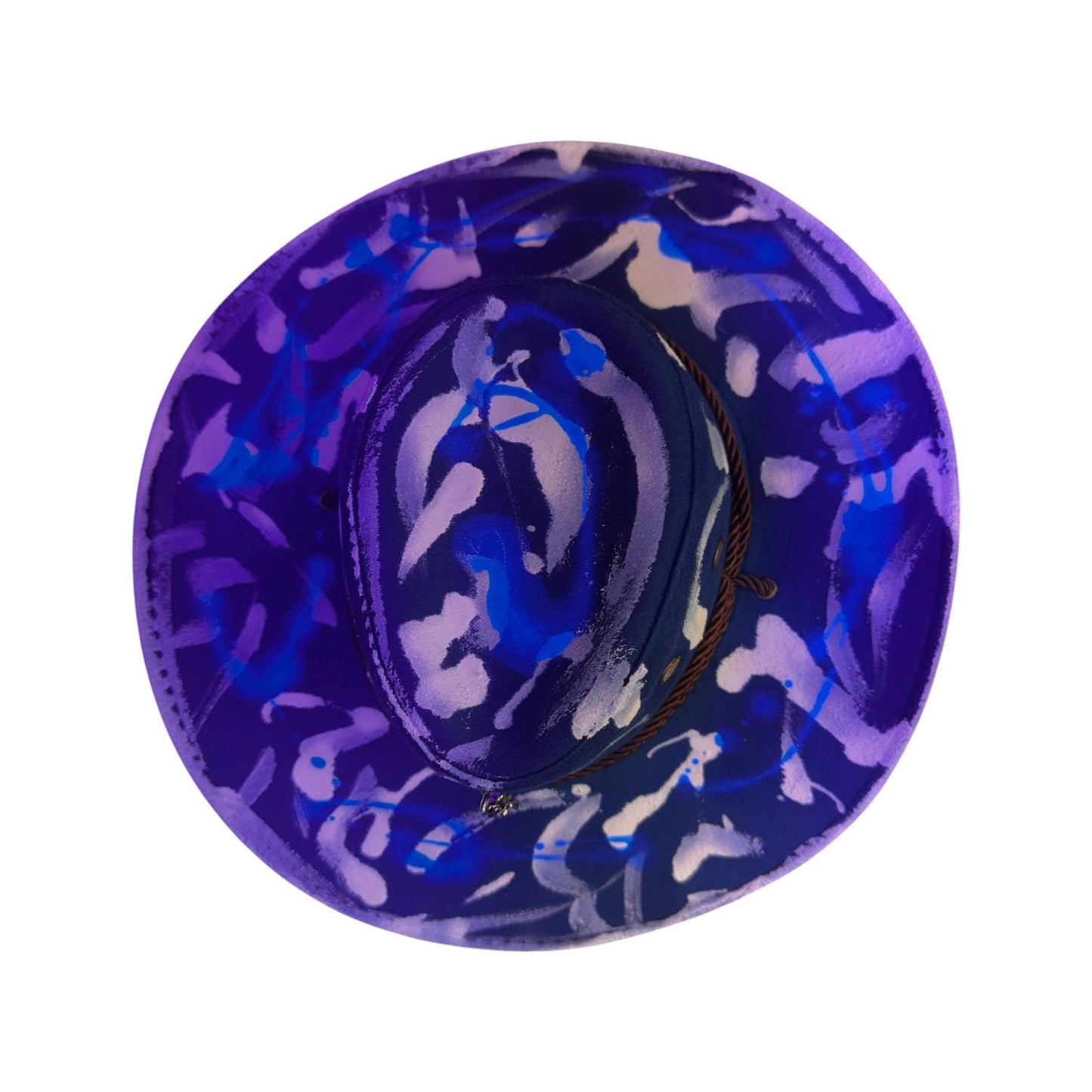 Hand-Painted Indigo Cowboy Hat: UV-Reactive Festival Western Wear