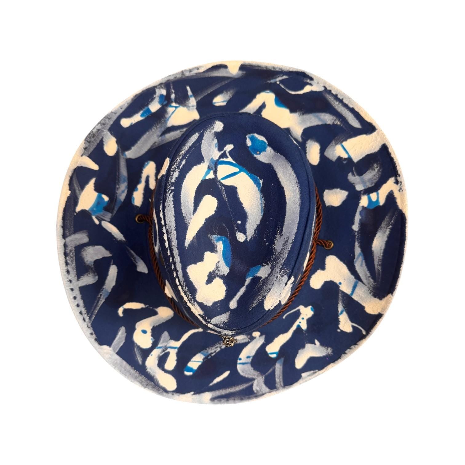 Hand-Painted Indigo Cowboy Hat: UV-Reactive Festival Western Wear