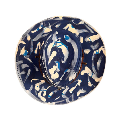 Hand-Painted Indigo Cowboy Hat: UV-Reactive Festival Western Wear
