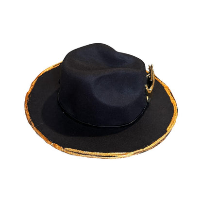Halloween Gothic Black Fedora Hat – Unisex Costume Hat with Hand