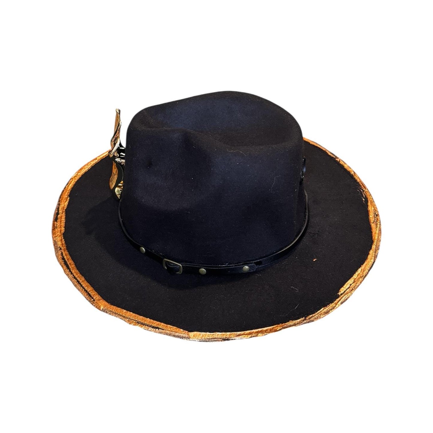 Halloween Gothic Black Fedora Hat – Unisex Costume Hat with Hand