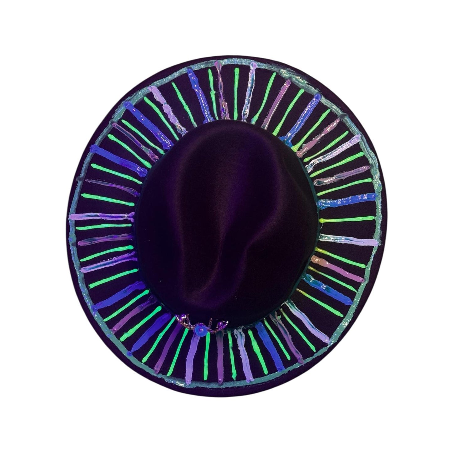 Hand-Painted Halloween Fedora: UV Reactive Spider Web Rave Hat