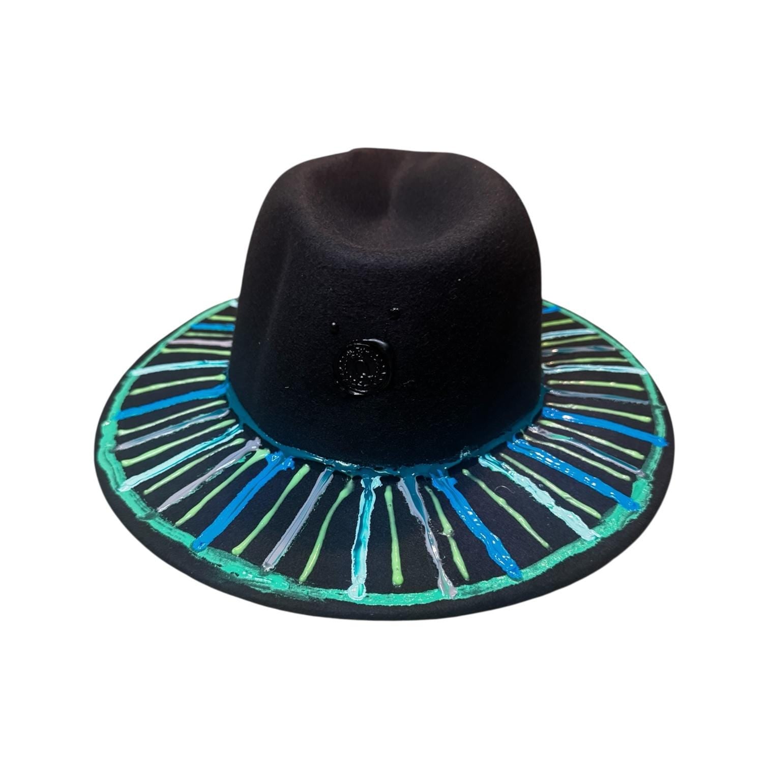 Hand-Painted Halloween Fedora: UV Reactive Spider Web Rave Hat