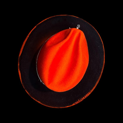 Hand-Painted Inferno Skull Fedora Hat: Gothic Rave Halloween Costume