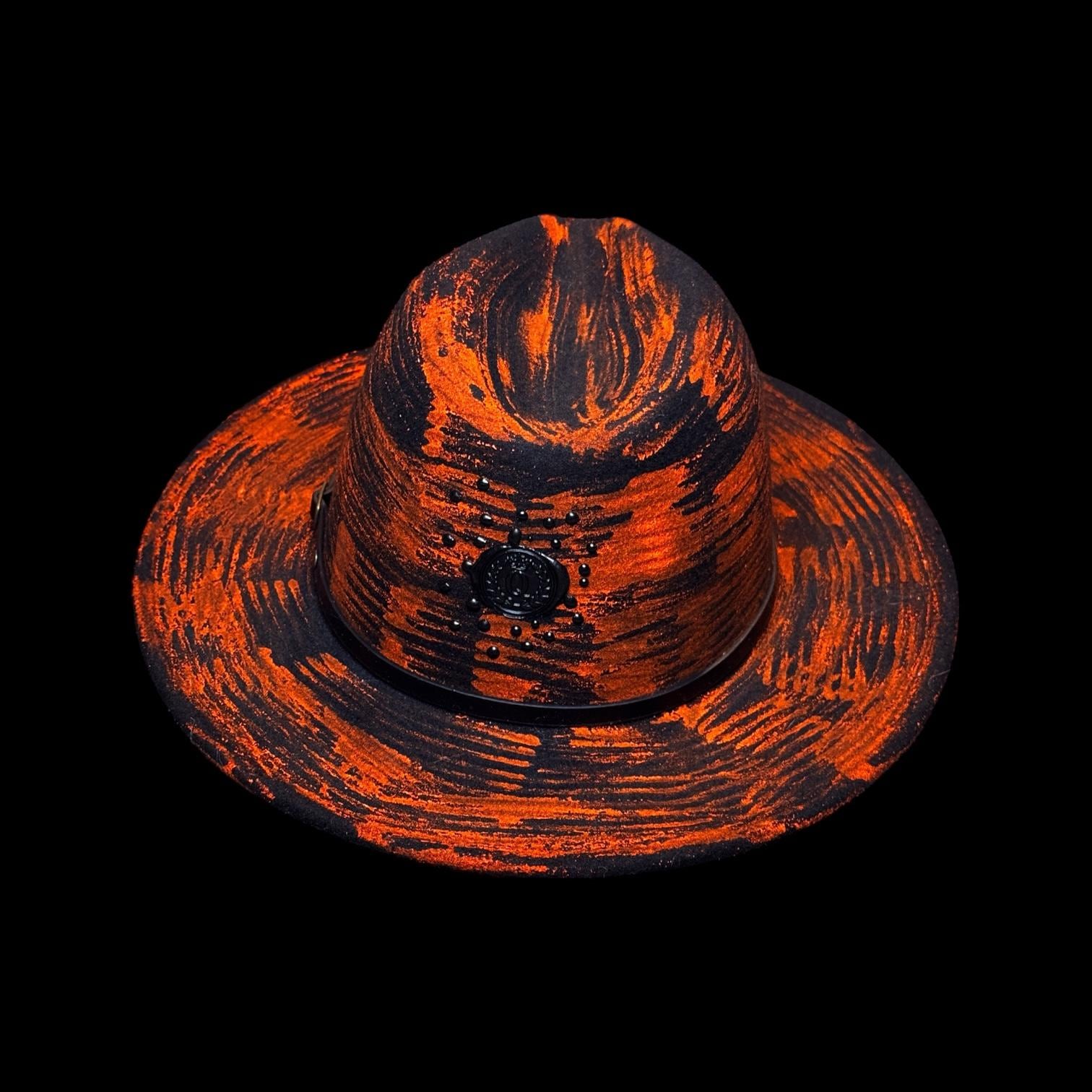 Inferno Symphony Hand-Painted Fedora – Halloween Music Festival Hat