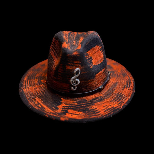 Inferno Symphony Hand-Painted Fedora – Halloween Music Festival Hat