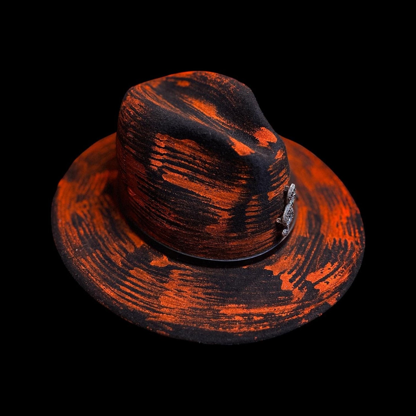 Inferno Symphony Hand-Painted Fedora – Halloween Music Festival Hat