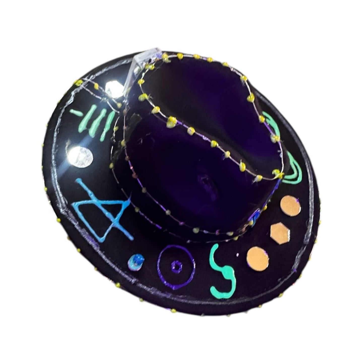 Cosmic Enigma – Glow-in-the-Dark Halloween Fedora with LED Lights & Mystical Symbols