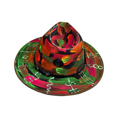 Neon Halloween Fedora Hat: Hand-Painted Glow Rave Festival Hat