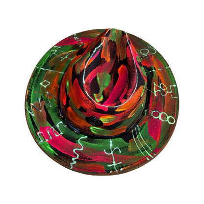 Neon Halloween Fedora Hat: Hand-Painted Glow Rave Festival Hat