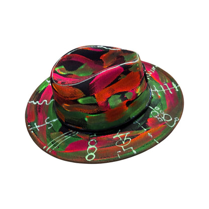 Neon Halloween Fedora Hat: Hand-Painted Glow Rave Festival Hat