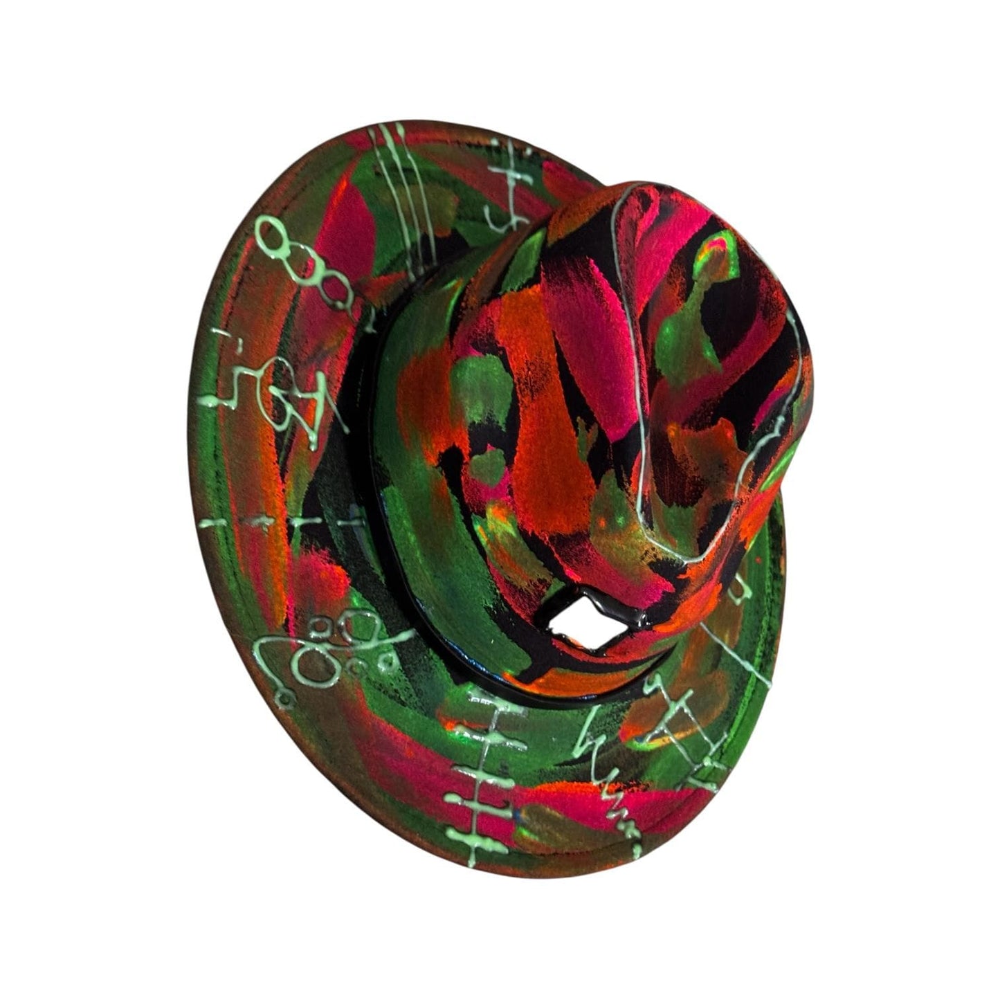 Neon Halloween Fedora Hat: Hand-Painted Glow Rave Festival Hat