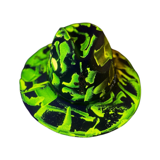 Phantom Pulse Ankh – Neon Green & Black Halloween Glow Hat