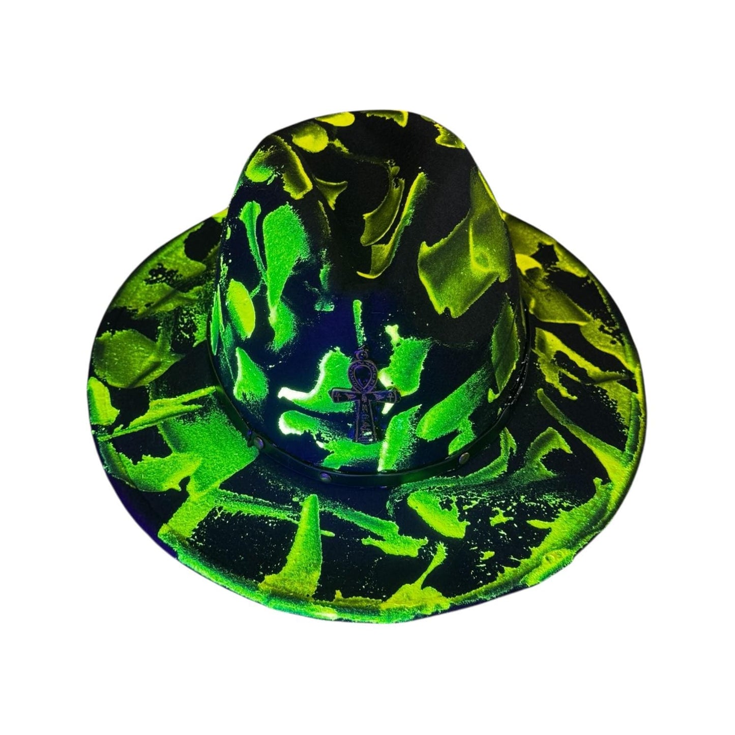 Phantom Pulse Ankh – Neon Green & Black Halloween Glow Hat