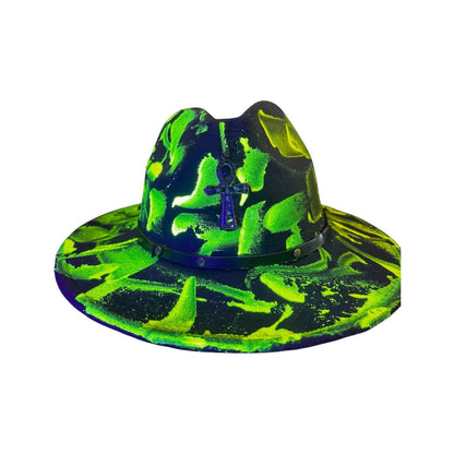 Phantom Pulse Ankh – Neon Green & Black Halloween Glow Hat