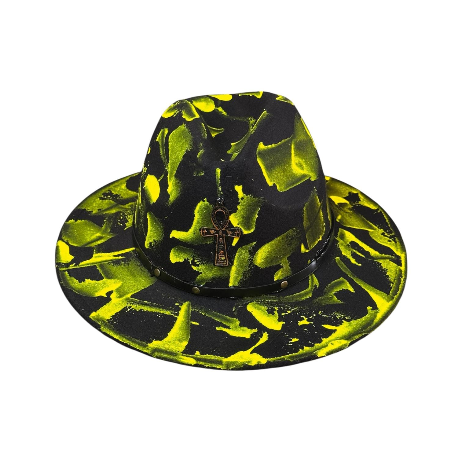 Phantom Pulse Ankh – Neon Green & Black Halloween Glow Hat