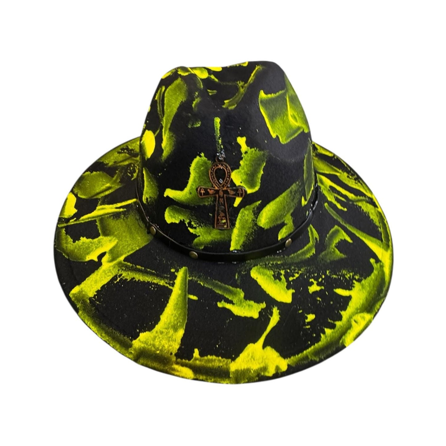 Phantom Pulse Ankh – Neon Green & Black Halloween Glow Hat