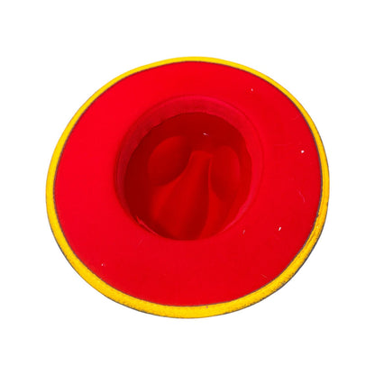 UV Glow Dragon Fedora: Hand-Painted Festival Hat with Brooch Large Brim