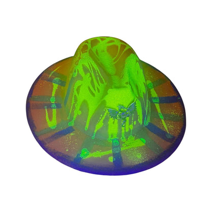 UV Glow Dragon Fedora: Hand-Painted Festival Hat with Brooch Large Brim