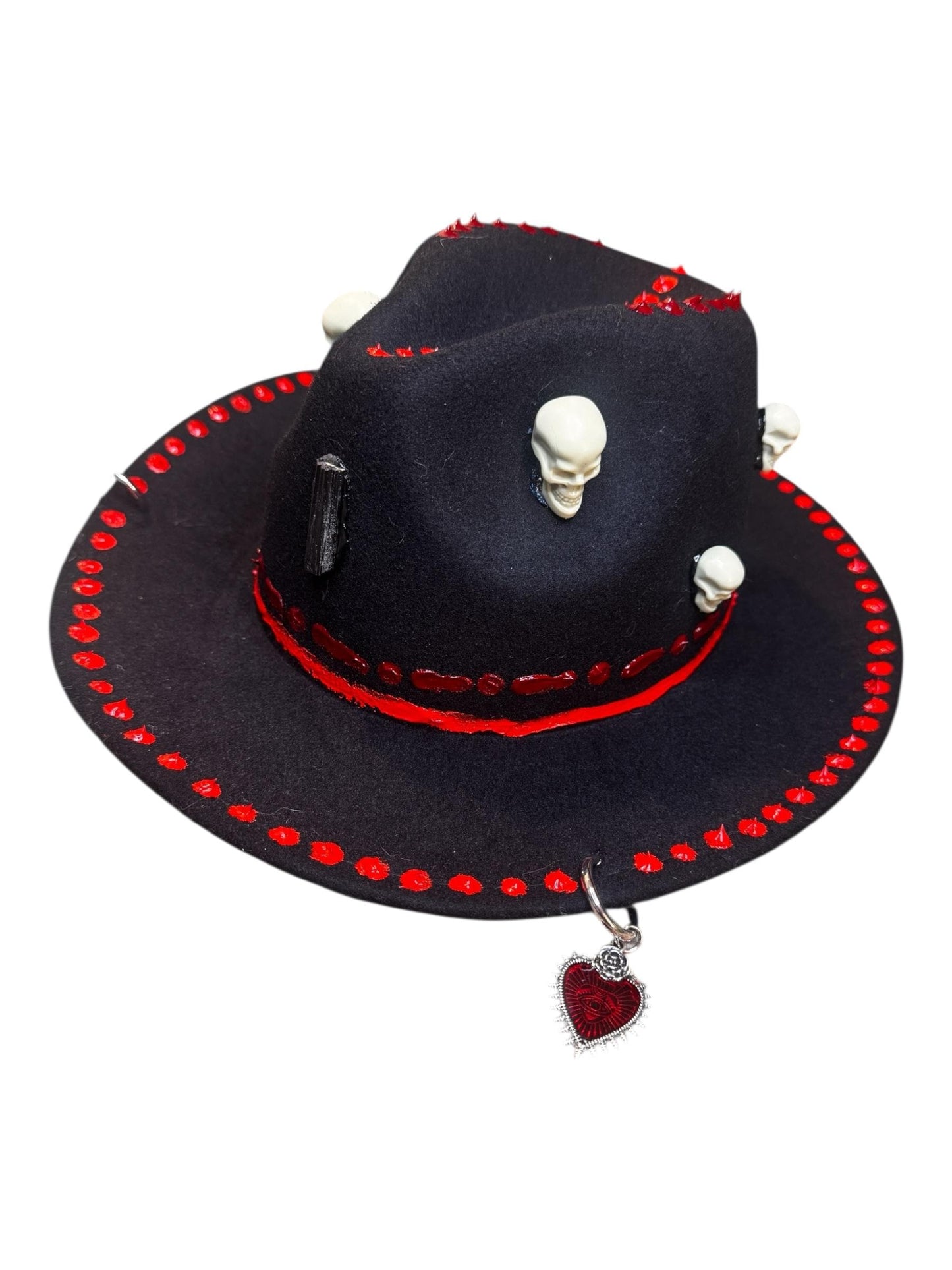 Handmade Black Felt Skull Hat: Gothic Halloween Festival Hat