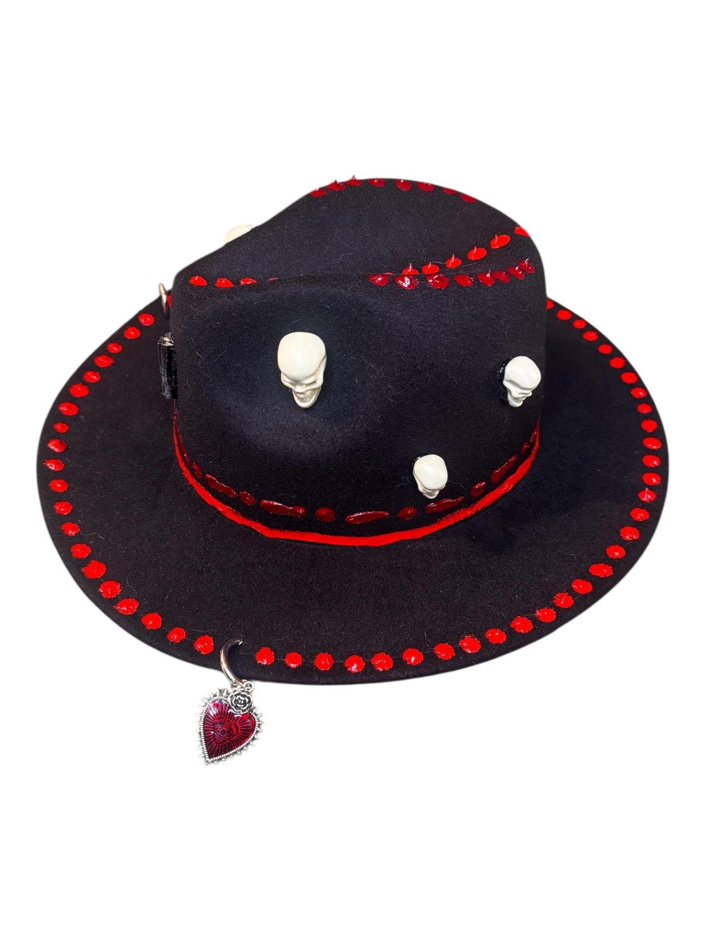 Handmade Black Felt Skull Hat: Gothic Halloween Festival Hat