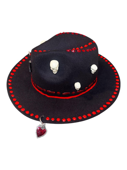 Handmade Black Felt Skull Hat: Gothic Halloween Festival Hat