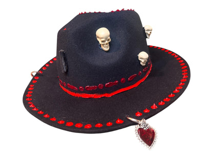 Handmade Black Felt Skull Hat: Gothic Halloween Festival Hat