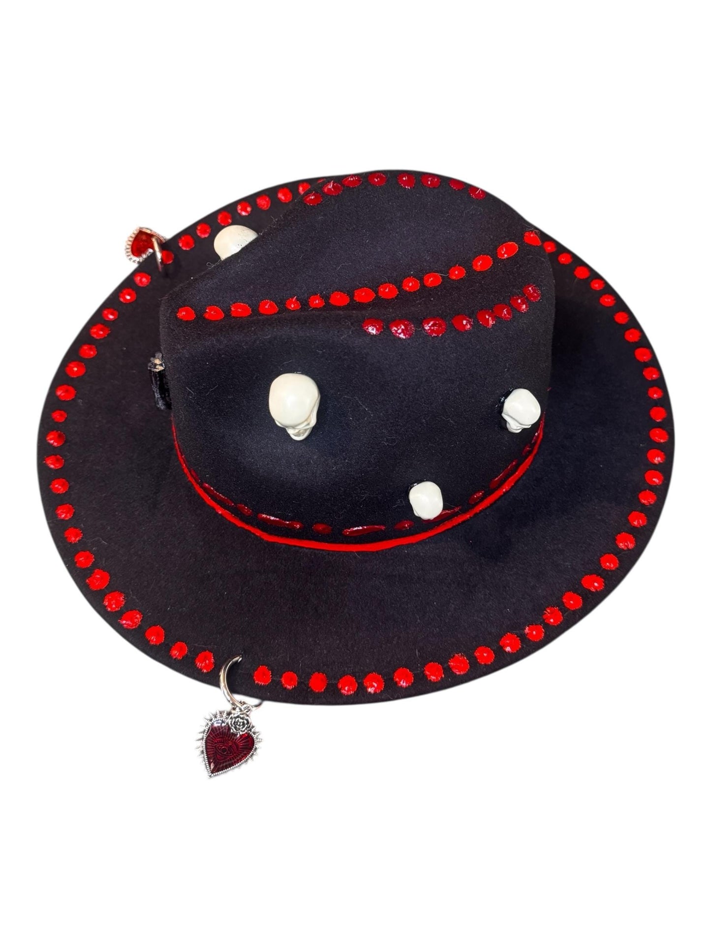 Handmade Black Felt Skull Hat: Gothic Halloween Festival Hat